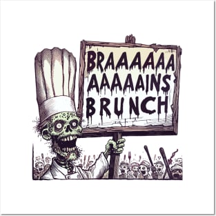 Chef zombie and mob - Braaains Brunch Posters and Art